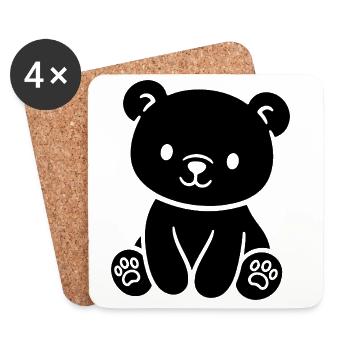Petit ours en peluche mignon pour bébés et tout-petits - Dessous de verre (lot de 4) - blanc - Devant