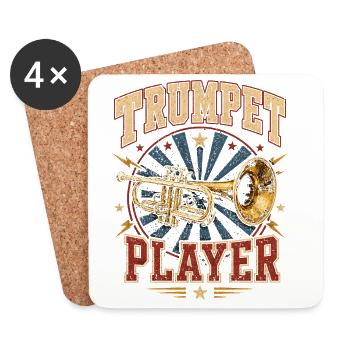 Musique de trompette Trompettiste Musicien Trompette - Dessous de verre (lot de 4) - blanc - Devant