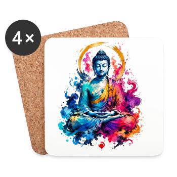 Buddha Meditation Color Splash - Coasters (set of 4) - white - Front