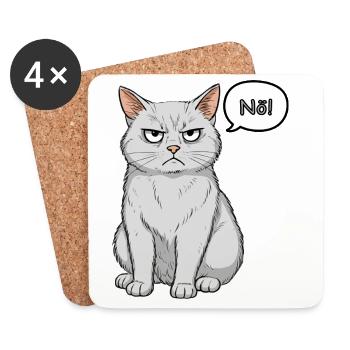 Grimmige Katze - einfach "Nö" - Untersetzer (4er-Set) - Weiß - Vorne