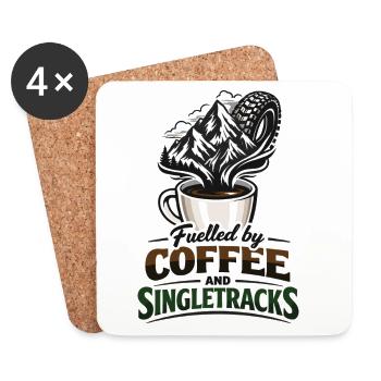 Alimenté par le café et les singletracks MTB Coffee Mugs - Dessous de verre (lot de 4) - blanc - Devant