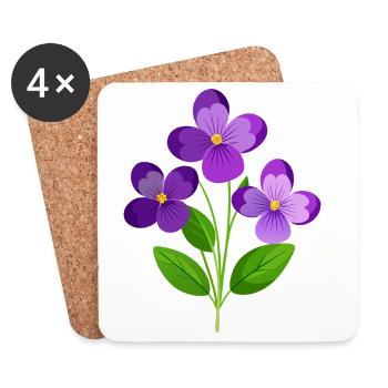 Violets Flower - Coasters (set of 4) - white - Front