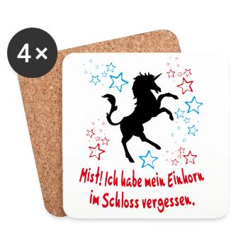 Einhorn im Schloss vergessen Unicorn Sprüche - Untersetzer (4er-Set) - Weiß - Vorne