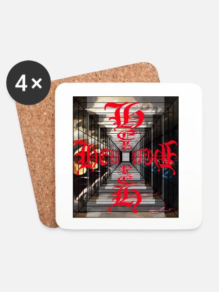 Rote gotische Hieroglyphen im Perspektivtunnel - Untersetzer (4er-Set) - Weiß