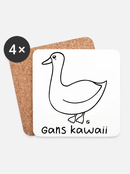 Gans kawaii - Untersetzer (4er-Set) - Weiß