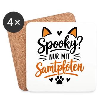 Samtpfoten Katzenliebhaber Logo - Untersetzer (4er-Set) - Weiß - Vorne