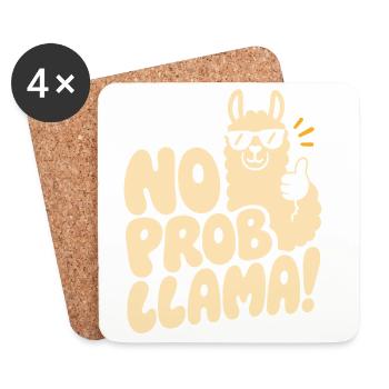 No Prob-Llama – Cooles Lama mit Daumen hoch - Untersetzer (4er-Set) - Weiß - Vorne