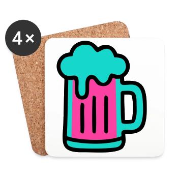 Bierkrug Neon Schaum Icon - Untersetzer (4er-Set) - Weiß - Vorne