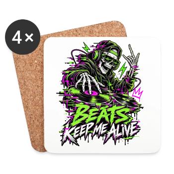 Beats Keep Me Alive Neon DJ - Untersetzer (4er-Set) - Weiß - Vorne