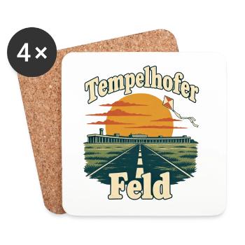 Tempelhofer Feld – Retro-Flughafen mit Drachen - Untersetzer (4er-Set) - Weiß - Vorne