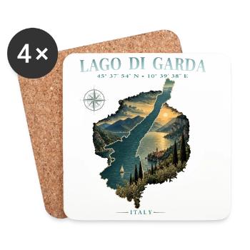 Gardasee Lago di Garda Italien Reise See Retro - Untersetzer (4er-Set) - Weiß - Vorne