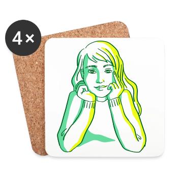 Portrait Girl - Untersetzer (4er-Set) - Weiß - Vorne