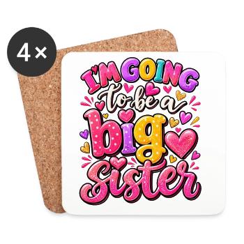Ich werde eine große Schwester - Untersetzer (4er-Set) - Weiß - Vorne