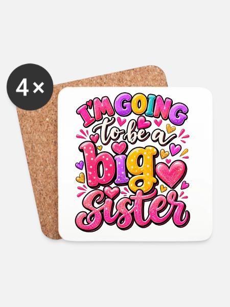 Ich werde eine große Schwester - Untersetzer (4er-Set) - Weiß