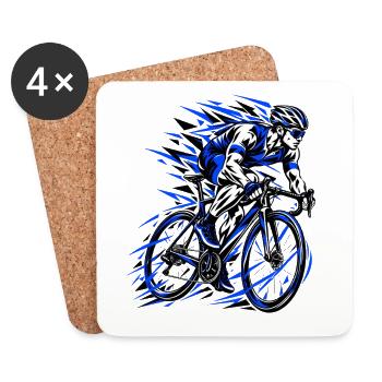 Blauer Sprint Radfahrer Grafik - Untersetzer (4er-Set) - Weiß - Vorne