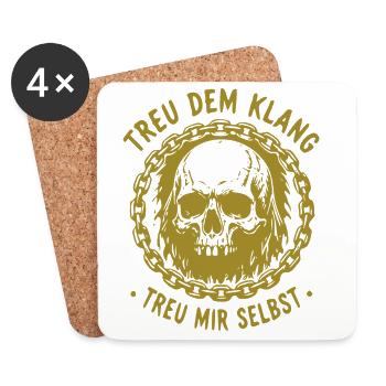 Schädel im Kettenkreis – Treu dem Klang - Untersetzer (4er-Set) - Weiß - Vorne