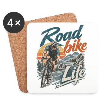 Road Bike Retro Geschenkidee  - Untersetzer (4er-Set) - Weiß - Vorne