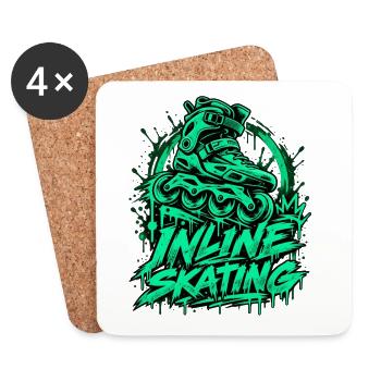 Inline Skating Graffiti mit Inliner im Urban Style - Untersetzer (4er-Set) - Weiß - Vorne