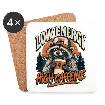 Low Energy High Caffeine Raccoon - Untersetzer (4er-Set) - Weiß - Vorne