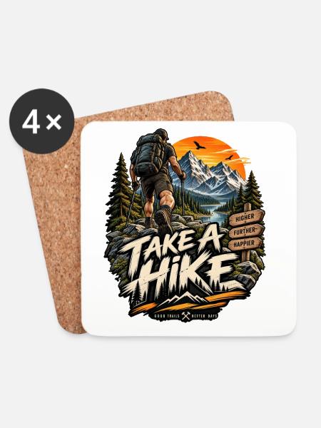 Take A Wander – Bergabenteuer - Untersetzer (4er-Set) - Weiß