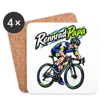 Rennrad Papa – Neon Sprint Illustration - Untersetzer (4er-Set) - Weiß - Vorne