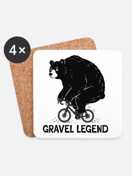 Gravel Legend – Funny Bear Cyclist - Untersetzer (4er-Set) - Weiß