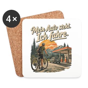 Mein Auto steht, ich fahre – Vintage Roadtrip - Untersetzer (4er-Set) - Weiß - Vorne