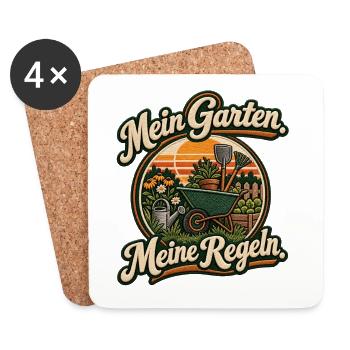 Gartenpatch: Meine Garten Meine Regeln - Untersetzer (4er-Set) - Weiß - Vorne