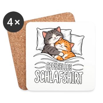 Schlafshirt Katze - Untersetzer (4er-Set) - Weiß - Vorne