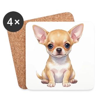 Chihuahua Welpe Hundebaby Geschenkidee - Untersetzer (4er-Set) - Weiß - Vorne