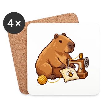 Capybara Pixel Art Designerin – Näherin - Untersetzer (4er-Set) - Weiß - Vorne