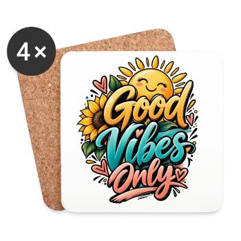 Good Vibes Only Positive Vibes Sonnenblume & Sonne - Untersetzer (4er-Set) - Weiß - Vorne