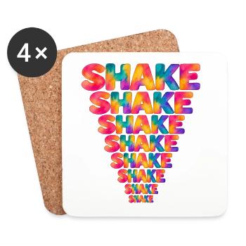 Shake – bunte Aquarelltypografie im Dreieck - Untersetzer (4er-Set) - Weiß - Vorne