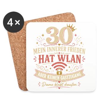 30 Geburtstag Frau WLAN Geschenk Lustiger Spruch - Untersetzer (4er-Set) - Weiß - Vorne