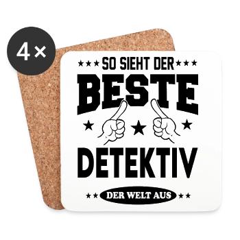 Detektiv Der Beste der Welt Berufe  Arbeit - Untersetzer (4er-Set) - Weiß - Vorne