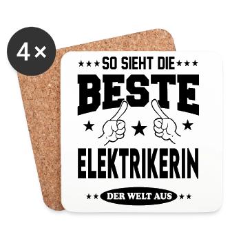Elektrikerin Die Beste der Welt Berufe  Arbeit - Untersetzer (4er-Set) - Weiß - Vorne