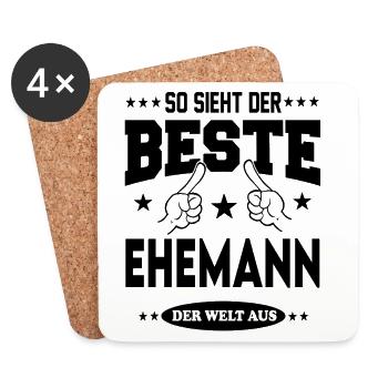 Ehemann Der Beste der Welt Hochzeit Paare Love - Untersetzer (4er-Set) - Weiß - Vorne