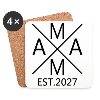Mama Est. 2027 Mutter seit 2027 Werdende Mama 2027 - Untersetzer (4er-Set) - Weiß - Vorne