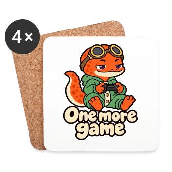 Sleepy Gamer Salamander – Noch ein Spiel - Untersetzer (4er-Set) - Weiß - Vorne
