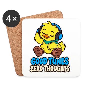 Duck mit Kopfhörern – Good Tunes Zero Thougts - Untersetzer (4er-Set) - Weiß - Vorne