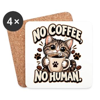 Chat Café: Kein Kaffee, kein Mensch - Untersetzer (4er-Set) - Weiß - Vorne