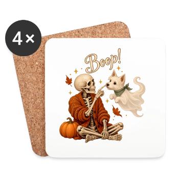 Halloween Skelett Geisterhund Boop für Hundefans - Untersetzer (4er-Set) - Weiß - Vorne