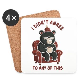 Grumpy Bear – Ich habe dem alles nicht zugestimmt - Untersetzer (4er-Set) - Weiß - Vorne