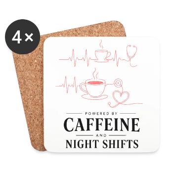Kaffeeherz Nachtdienst Design - Untersetzer (4er-Set) - Weiß - Vorne