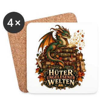 Hüter ungelesener Welten - Untersetzer (4er-Set) - Weiß - Vorne