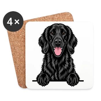 Flat Coated Retriever - Untersetzer (4er-Set) - Weiß - Vorne