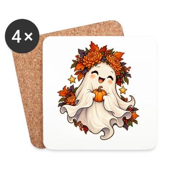 Geist mit Blumenkranz - Untersetzer (4er-Set) - Weiß - Vorne
