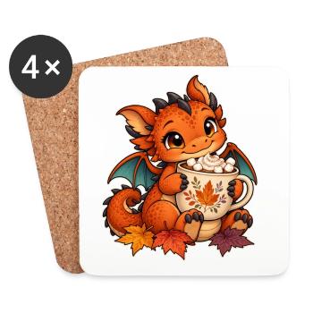 Herbstdrache mit Kakao - Untersetzer (4er-Set) - Weiß - Vorne
