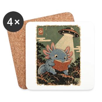 Vintage Japanese Axolotl Buchliebhaber UFO Alien - Untersetzer (4er-Set) - Weiß - Vorne