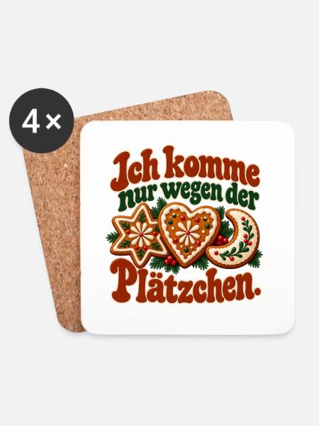 Ich komme nur wegen der Plätzchen - Untersetzer (4er-Set) - Weiß